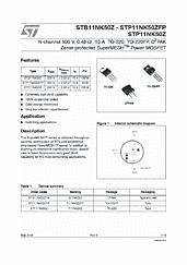 DataSheet STP11NK50ZFP pdf